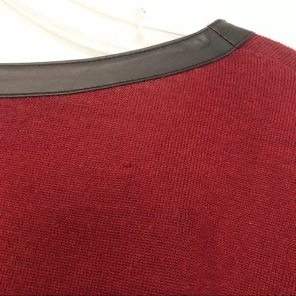Marshalls Kenar 100% Merino Wool Faux Leather Long Sleeve Blouse Large Red - Picture 6 of 8